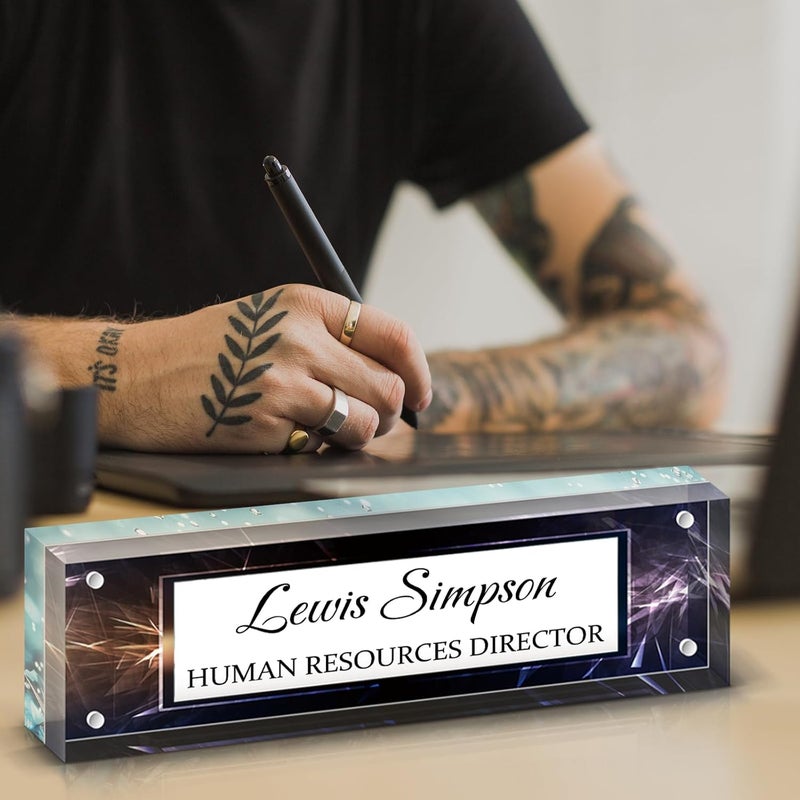 HETOOSHI Name Plate for Desk, Desk Double sided pattern Name Plate Personalized Office Desk Decor for Women and Men, Employee Appreciation Gifts Office Gifts for Boss, Manager, Teacher, Nurse (Two colors--2) - Image 5